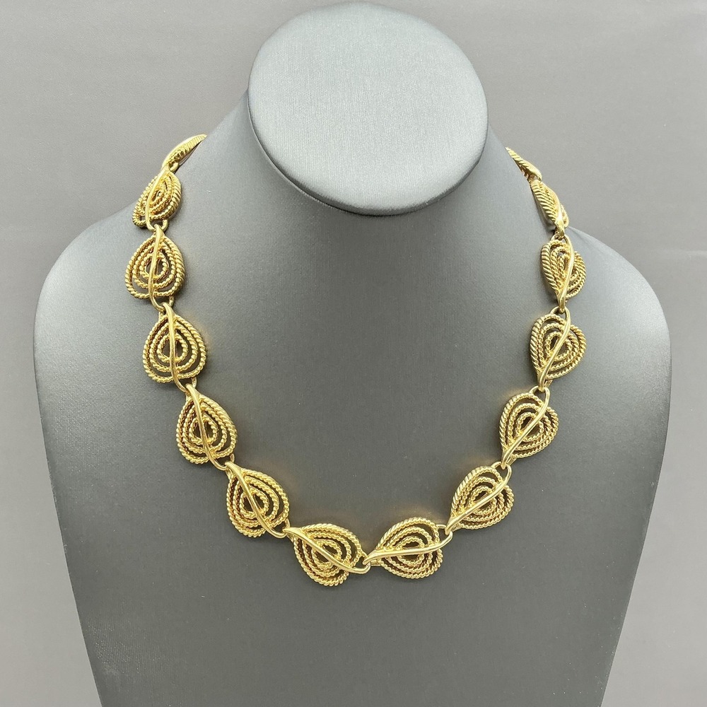 Vintage Napier Necklace Gold Tone Teardrop Link Chain‎ Statement Snap Clasp